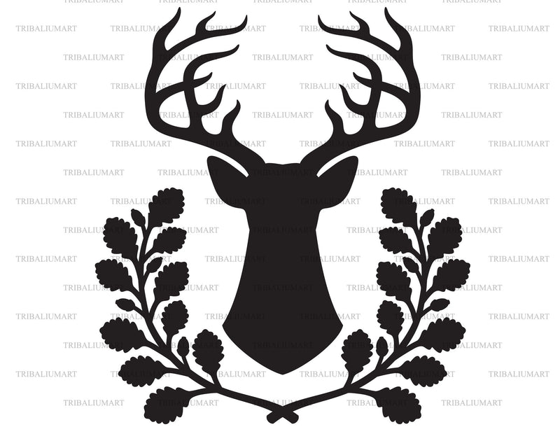 Deer and oak wreath SVG TribaliumArtSF 