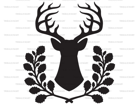 Deer and oak wreath SVG TribaliumArtSF 