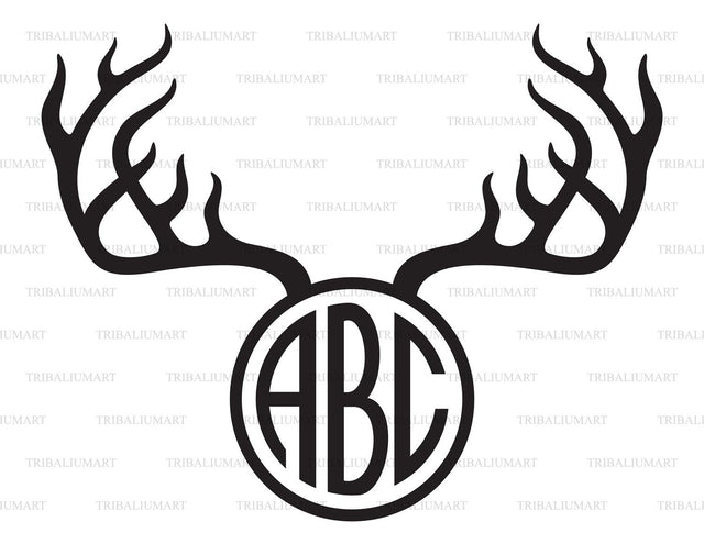 Deer antlers monogram SVG TribaliumArtSF 