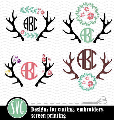 Deer Antlers SVG Antler Monogram Frame SVG VectorSVGdesign 