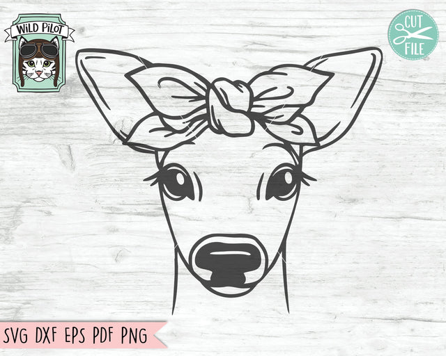 Deer Bandana SVG, Deer SVG File, Deer Cut File, Deer With Bandana SVG Cut File, Bandana Fawn SVG, Animal Face SVG, Deer With Scarf SVG, Reindeer Head Scarf SVG SVG Wild Pilot 