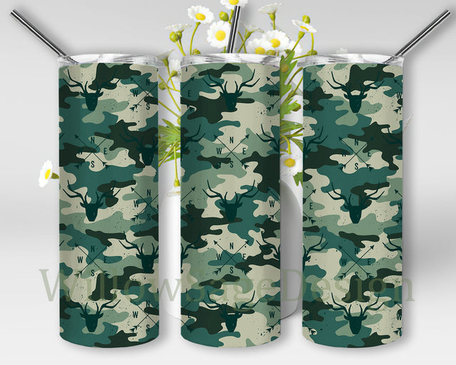 Deer Camo 20oz Full Tumbler Wrap, Camouflage Tumbler Wrap, Deer Hunting Tumbler Png, Camo Sublimation Design Tumbler Template, Instant Download Sublimation WillowSageDesign 