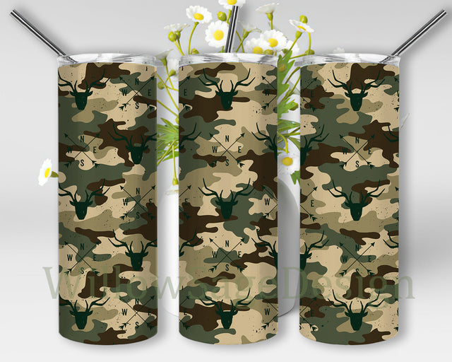 Deer Camo 20oz Full Tumbler Wrap, Hunting Deer Tumbler Design Tumbler, Camouflage Tumbler Png, Deer Hunting Season Design Png, Deer Sublimation Design, Instant Download Sublimation WillowSageDesign 
