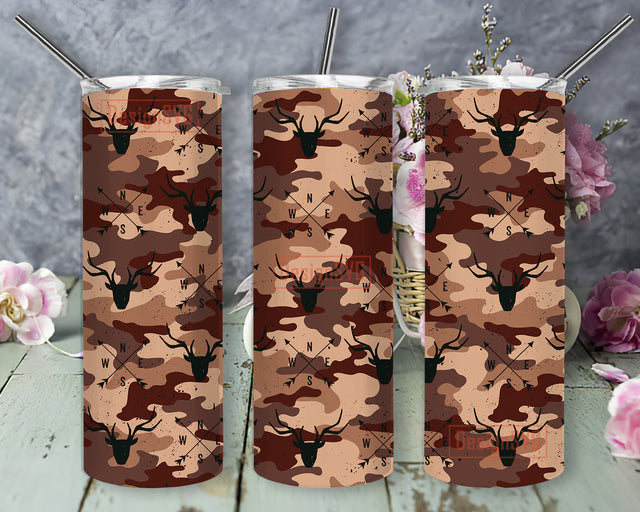 Deer Camo Full Tumbler Wrap, Camo 20oz Skinny Tumbler, Deer Design Tumbler, Camo Sublimation Design Wrap, Instant Download Sublimation DesignSVG 
