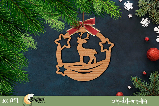 Deer | Christmas ball | Merry Christmas ball cutting design SVG Evgenyia Guschina 