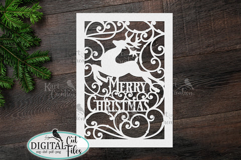 Deer Christmas card svg Cricut Joy Maker Explore Air Laser cut SVG kartcreationii 