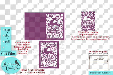 Deer Christmas card svg Cricut Joy Maker Explore Air Laser cut SVG kartcreationii 