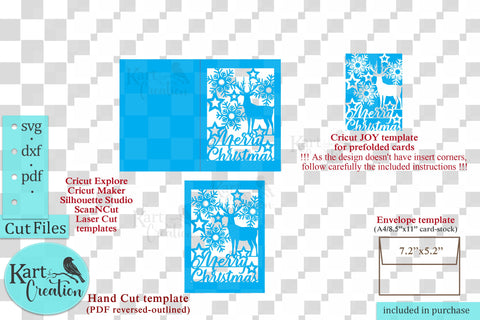 Deer Christmas card svg Cricut Joy Maker Explore Air Laser SVG kartcreationii 
