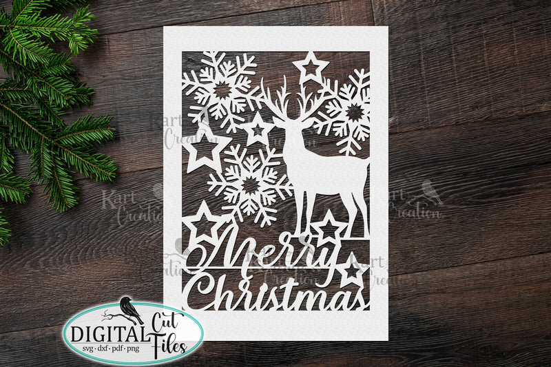 Deer Christmas card svg Cricut Joy Maker Explore Air Laser - So Fontsy