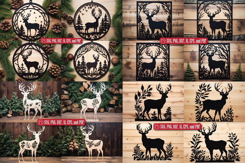 Deer Christmas Laser Cut File SVG Set SVG MD JOYNAL ABDIN 
