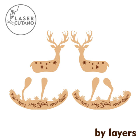 Deer Christmas Laser Cut Template, Home Decoration SVG LaserCutano 