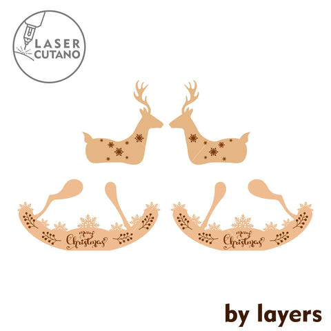 Deer Christmas Set Multilayer Cut File, Home Decor SVG LaserCutano 