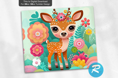 Deer Colorful Kids 20 oz / 30 oz Tumbler PNG Sublimation Regulrcrative 