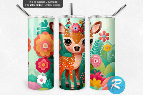 Deer Colorful Kids 20 oz / 30 oz Tumbler PNG Sublimation Regulrcrative 