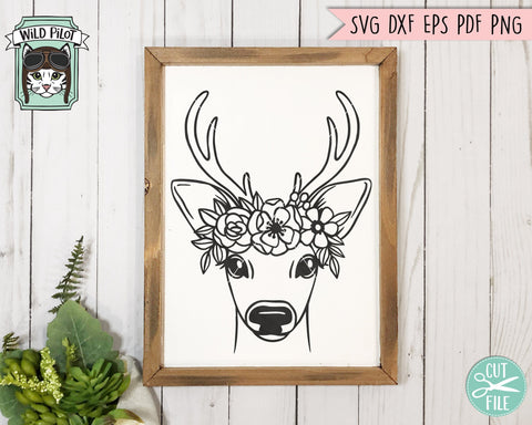 Deer Face Flower Crown SVG Cut File - So Fontsy