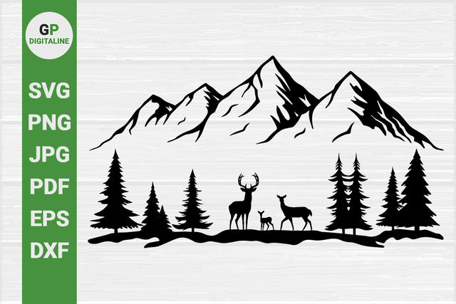 Deer Family SVG, Forest, Mountains, Wilderness SVG SVG GPDigitaline 