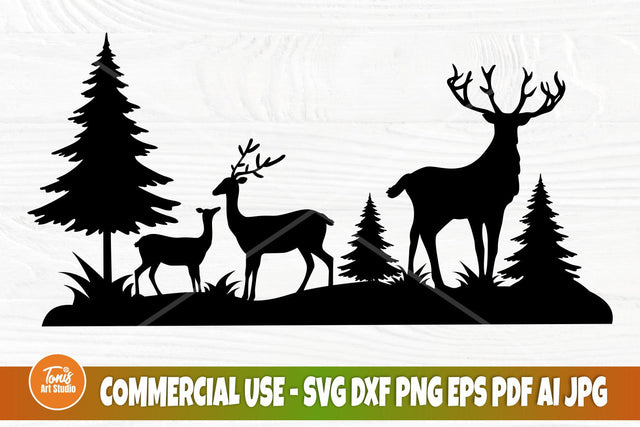 Deer Family SVG, Wilderness Svg, Deer Scene Svg SVG TonisArtStudio 