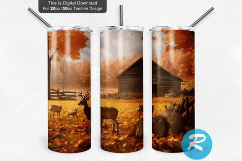 Deer Farm Fall 20 oz / 30 oz Skinny Tumbler Sublimation Regulrcrative 
