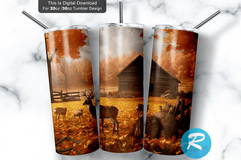 Deer Farm Fall 20 oz / 30 oz Skinny Tumbler Sublimation Regulrcrative 