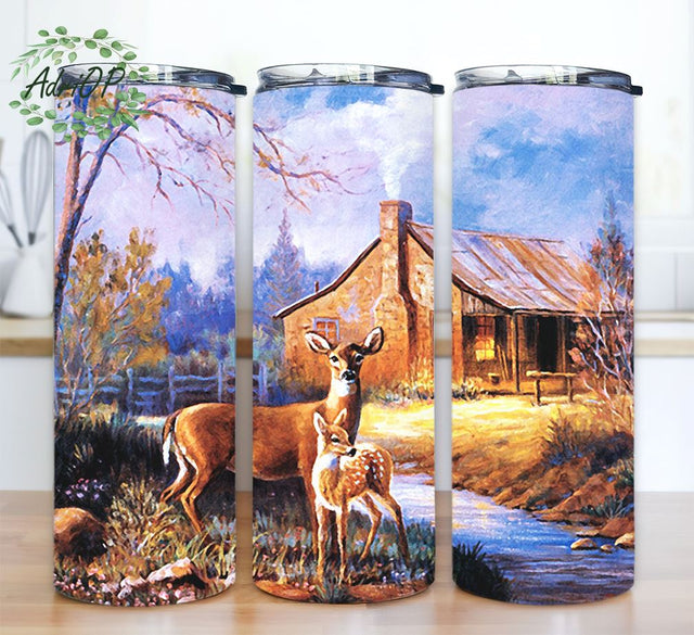 Deer Farm Sublimation Design, Deer 20oz Skinny Tumbler Digital Download PNG, Tumbler Wrap Sublimation AdriOP 
