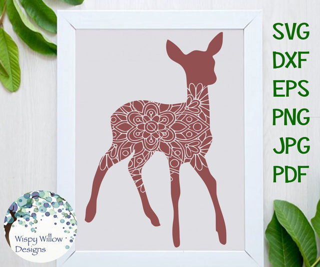 Deer Floral Mandala SVG Wispy Willow Designs 