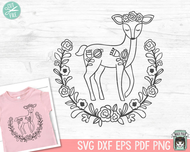 Deer Floral Wreath SVG Cut File SVG Wild Pilot 