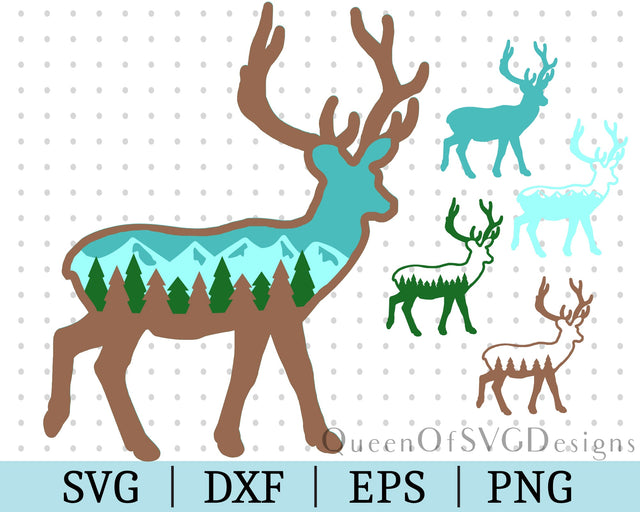 Deer Forest 3D Layered SVG DXF EPS PNG SVG QueenOfSVGDesigns 