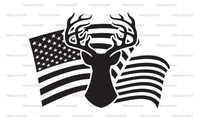 Deer head and USA flag SVG TribaliumArtSF 