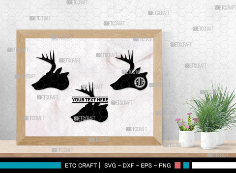 Deer Head Monogram, Deer Head Silhouette, Deer Head SVG, Deer Horns Svg, Deer Antlers Svg, Horns Svg, SB00251 SVG ETC Craft 