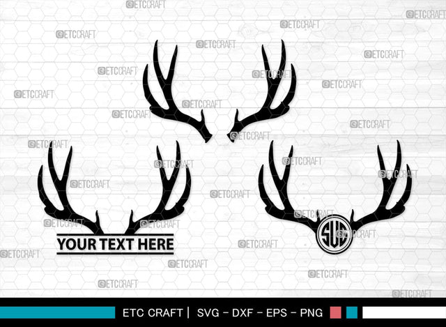 Deer Head Monogram, Deer Head Silhouette, Deer Head SVG, Deer Horns Svg, Deer Antlers Svg, Horns Svg, SB00251 SVG ETC Craft 