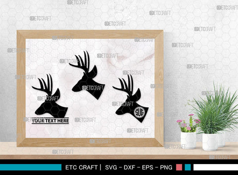 Deer Head Monogram, Deer Head Silhouette, Deer Head SVG, Deer Horns Svg, Deer Antlers Svg, Horns Svg, SB00251 SVG ETC Craft 