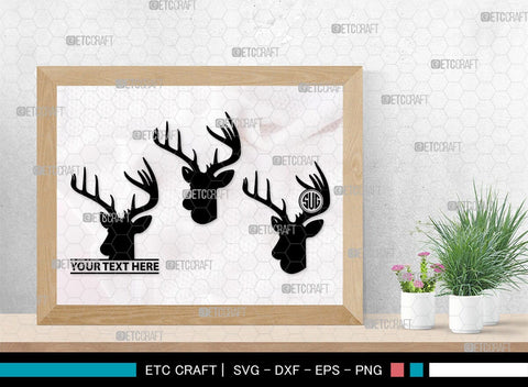 Deer Head Monogram, Deer Head Silhouette, Deer Head SVG, Deer Horns Svg, Deer Antlers Svg, Horns Svg, SB00251 SVG ETC Craft 