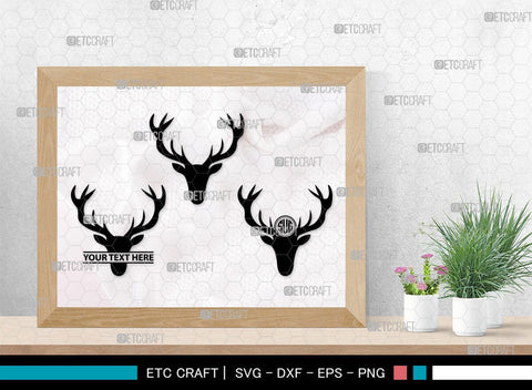 Deer Head Monogram, Deer Head Silhouette, Deer Head SVG, Deer Horns Svg, Deer Antlers Svg, Horns Svg, SB00251 SVG ETC Craft 