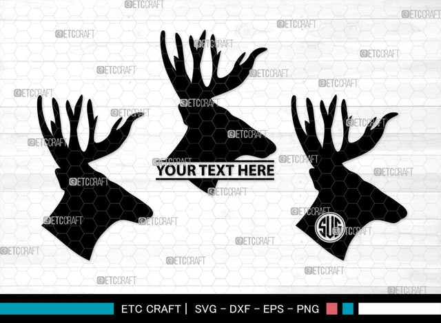 Deer Head Monogram, Deer Head Silhouette, Deer Head SVG, Deer Horns Svg, Deer Antlers Svg, Horns Svg, SB00251 SVG ETC Craft 