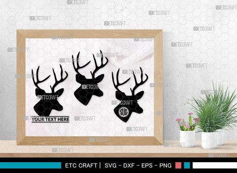 Deer Head Monogram, Deer Head Silhouette, Deer Head SVG, Deer Horns Svg, Deer Antlers Svg, Horns Svg, SB00251 SVG ETC Craft 