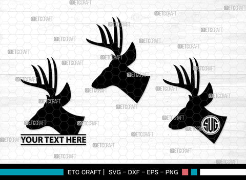 Deer Head Monogram, Deer Head Silhouette, Deer Head SVG, Deer Horns Svg, Deer Antlers Svg, Horns Svg, SB00251 SVG ETC Craft 