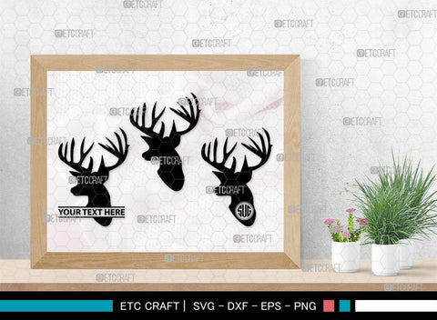 Deer Head Monogram, Deer Head Silhouette, Deer Head SVG, Deer Horns Svg, Deer Antlers Svg, Horns Svg, SB00251 SVG ETC Craft 