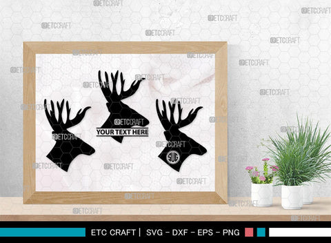 Deer Head Monogram, Deer Head Silhouette, Deer Head SVG, Deer Horns Svg, Deer Antlers Svg, Horns Svg, SB00251 SVG ETC Craft 