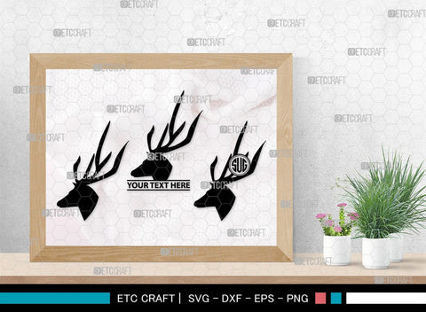 Deer Head Monogram, Deer Head Silhouette, Deer Head SVG, Deer Horns Svg, Deer Antlers Svg, Horns Svg, SB00251 SVG ETC Craft 