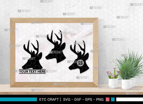 Deer Head Monogram, Deer Head Silhouette, Deer Head SVG, Deer Horns Svg, Deer Antlers Svg, Horns Svg, SB00251 SVG ETC Craft 
