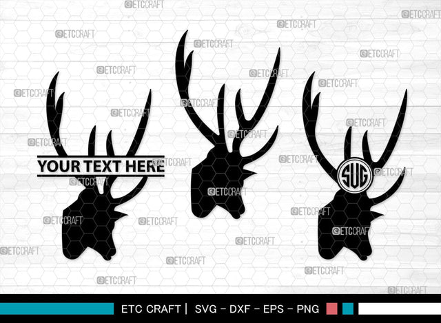 Deer Head Monogram, Deer Head Silhouette, Deer Head SVG, Deer Horns Svg, Deer Antlers Svg, Horns Svg, SB00251 SVG ETC Craft 