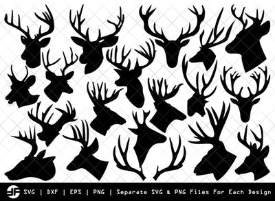 Deer Head SVG | Animal SVG | Silhouette Bundle | Cut File SVG ETC Craft 