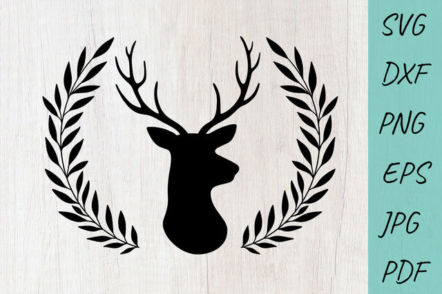 Deer Head Svg, Antlers Buck, Wreath SVG Deer Head Silhouette SVG Irina Ostapenko 