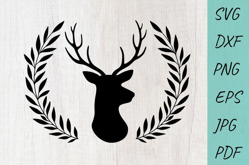 Deer Head Svg, Antlers Buck, Wreath SVG Deer Head Silhouette SVG Irina Ostapenko 