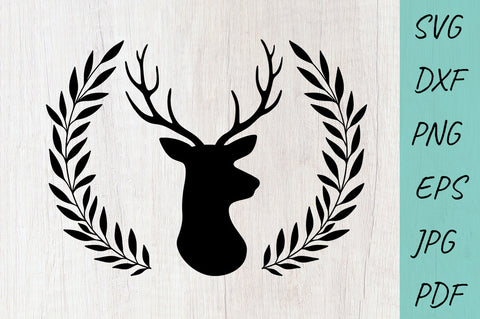 Deer Head Svg, Antlers Buck, Wreath SVG Deer Head Silhouette SVG Irina Ostapenko 