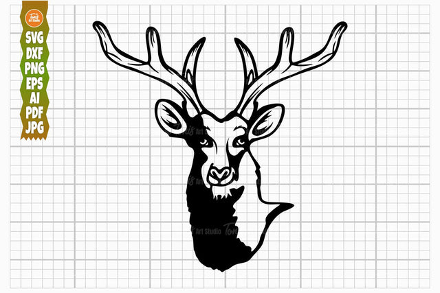 Deer Head SVG PNG DXF, Deer Silhouette, Deer Hunting Svg, Deer Clipart, Deer Cut File SVG TonisArtStudio 