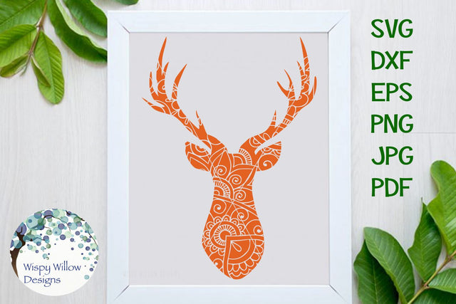 Deer Head Zentangle SVG Wispy Willow Designs 