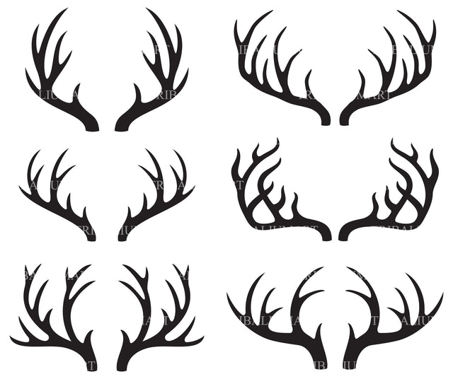 Deer horns or antlers icons set SVG TribaliumArtSF 