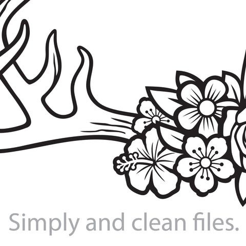 Deer horns or antlers with flowers SVG TribaliumArtSF 