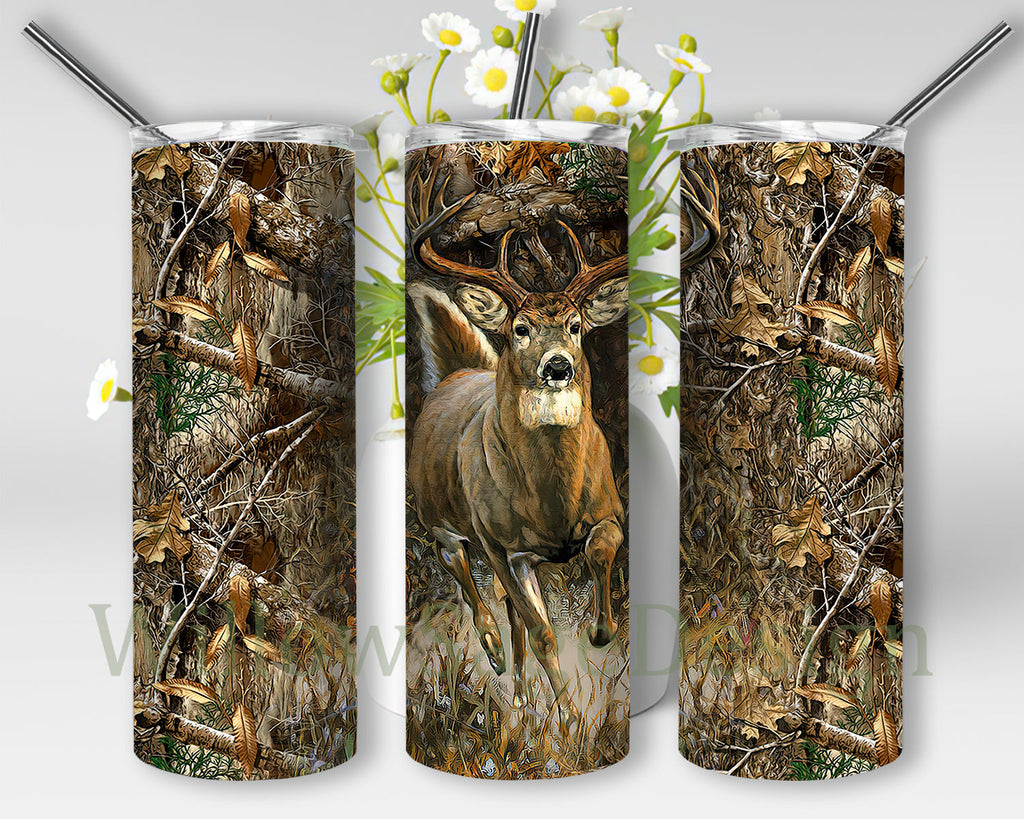 Deer Hunting 20oz Skinny Tumbler, Deer Tumbler Png, Deer Hunting and ...